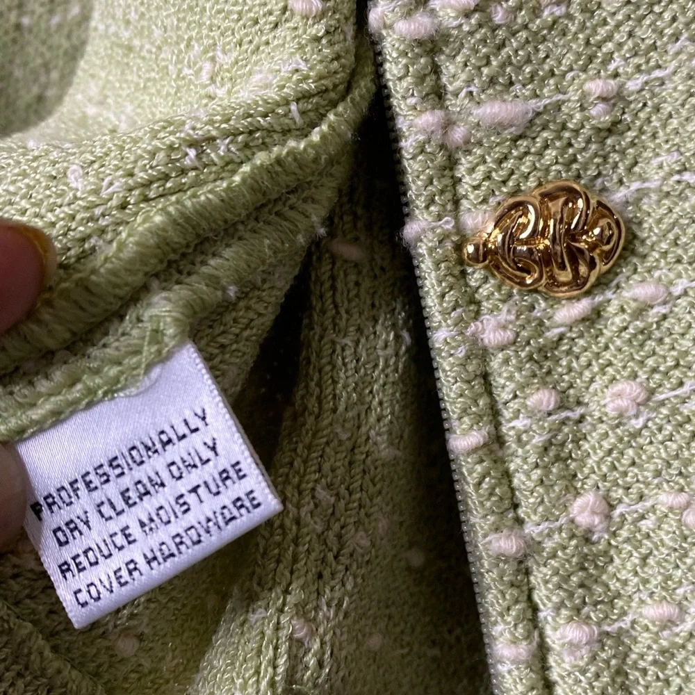 St. John • Santana Knit Green Boucle Skirt Suit • USA